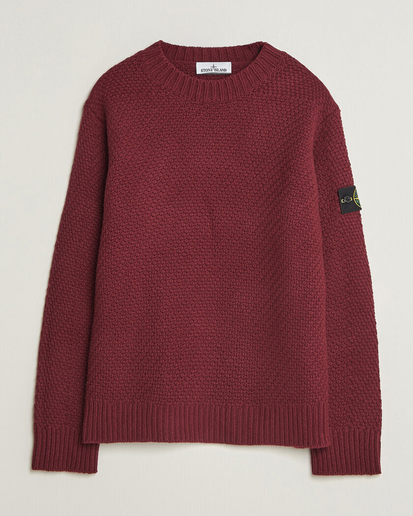 Stone Island Basket Stitch Lambswool Crew Neck Amaranth – Punainen