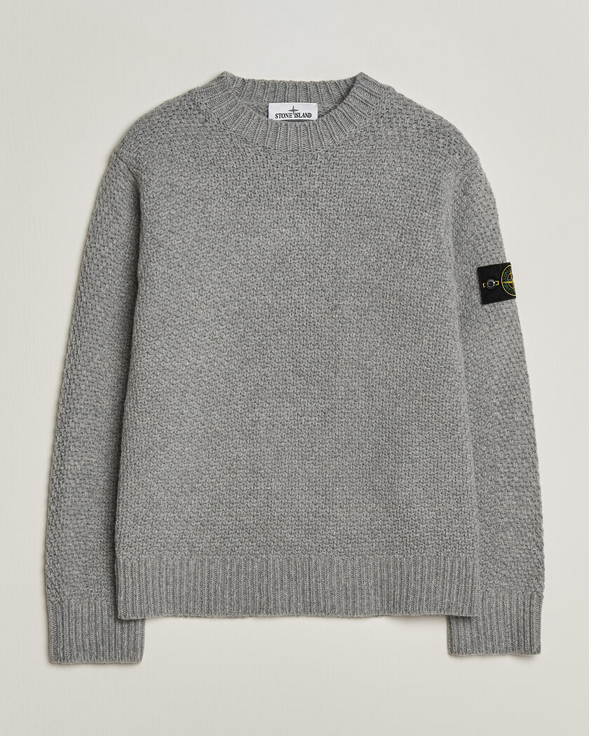 Stone Island Basket Stitch Lambswool Crew Neck Grey Melange – Harmaa