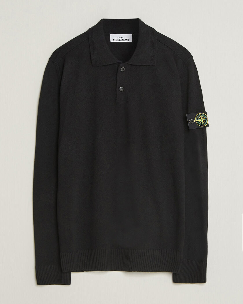 Stone Island Knitted Geelong Wool Polo Black – Musta