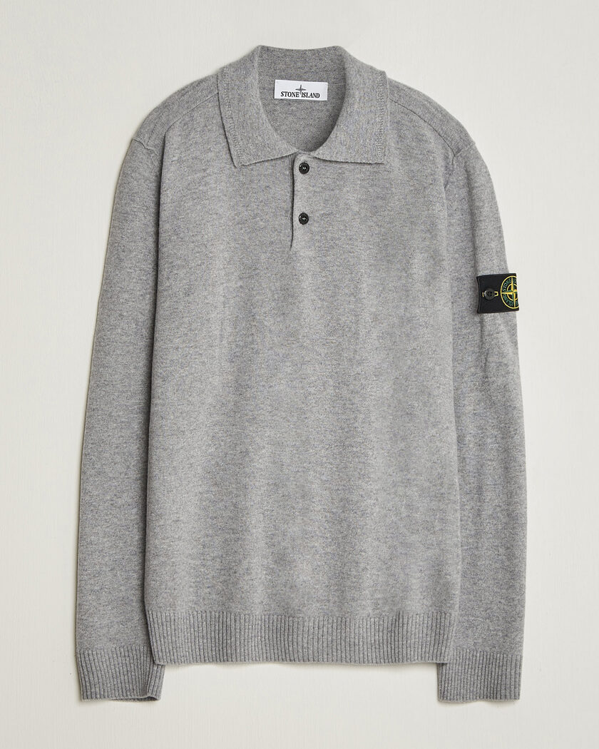 Stone Island Knitted Geelong Wool Polo Grey Melange – Harmaa