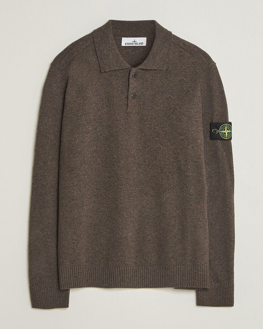Stone Island Knitted Geelong Wool Polo Melange Lead – Ruskea