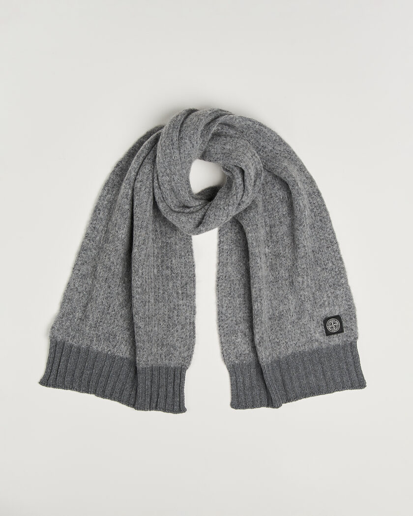 Stone Island Baby Alpaca Blend Scarf Grey Melange – Harmaa