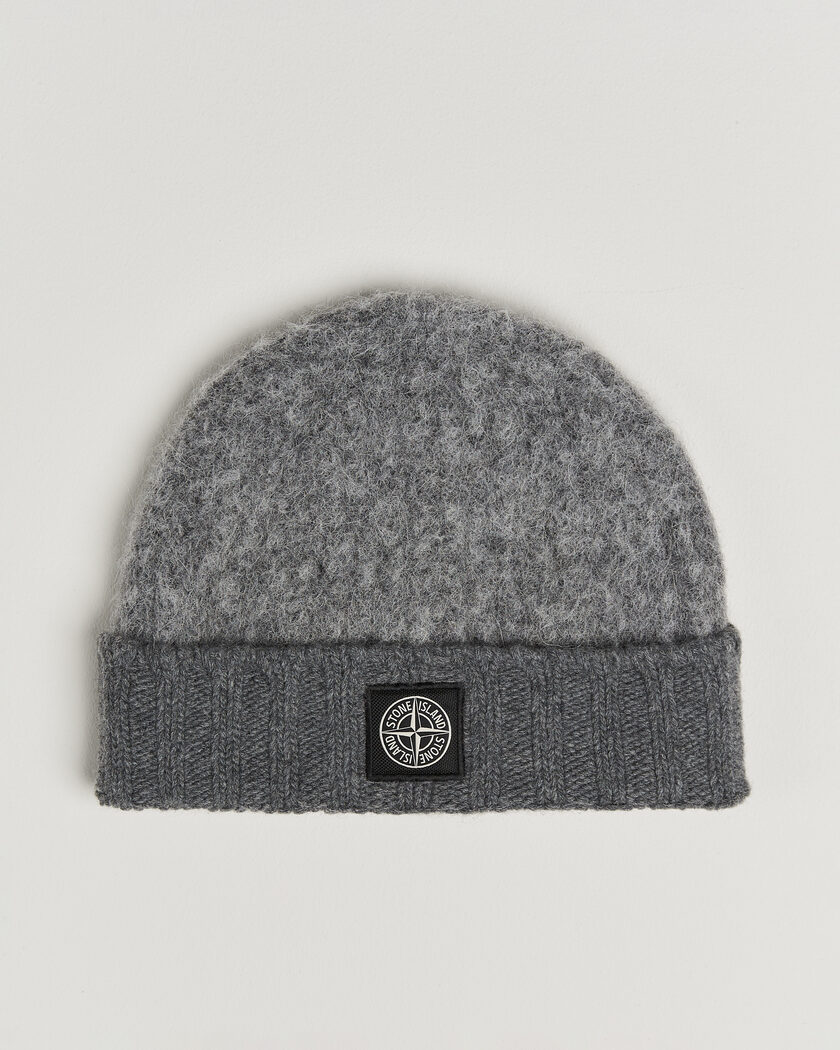 Stone Island Ribbed Baby Alpaca Blend Hat Grey Melange – Harmaa