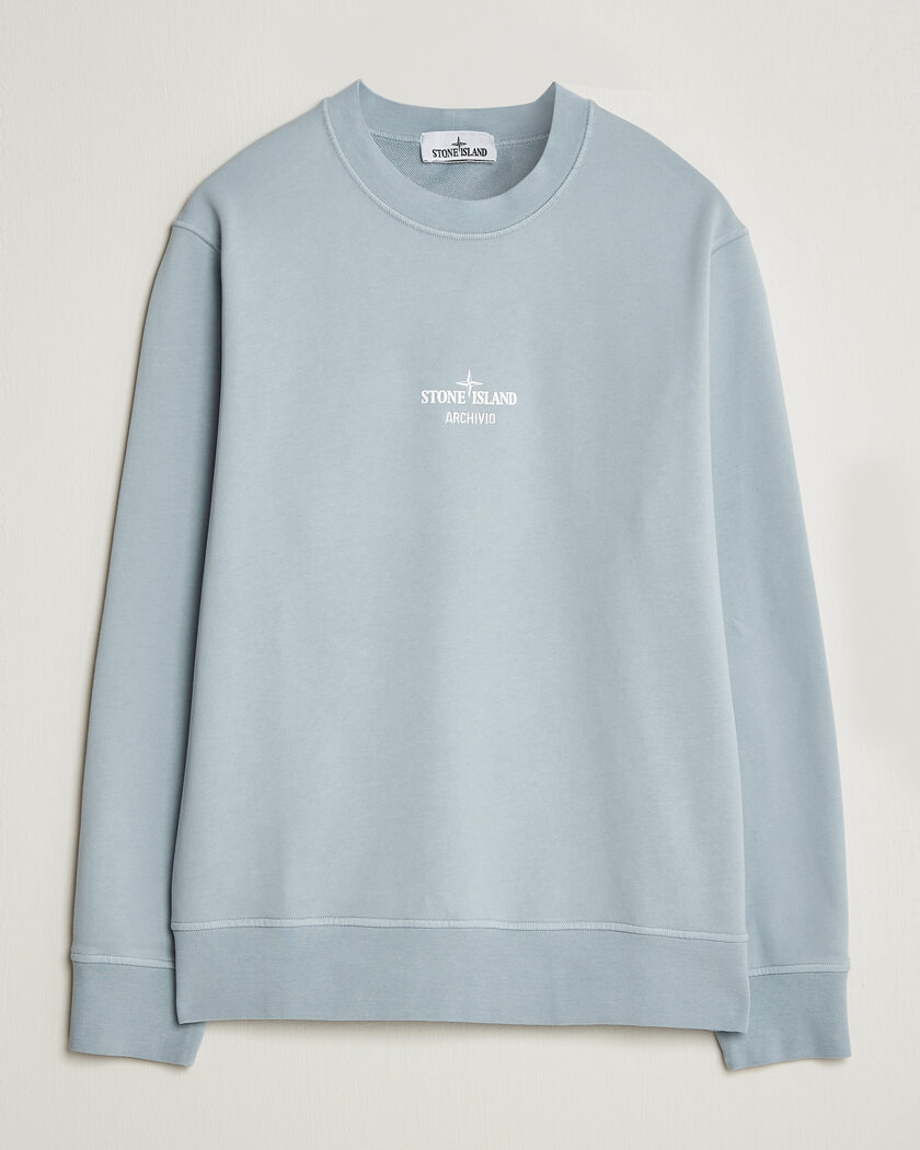 Stone Island Cotton Fleece Archivio Print Sweatshirt Ash Grey – Sininen