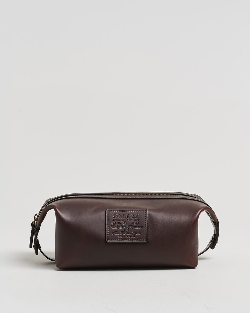 Polo Ralph Lauren Leather Washbag Burnished Brown – Ruskea