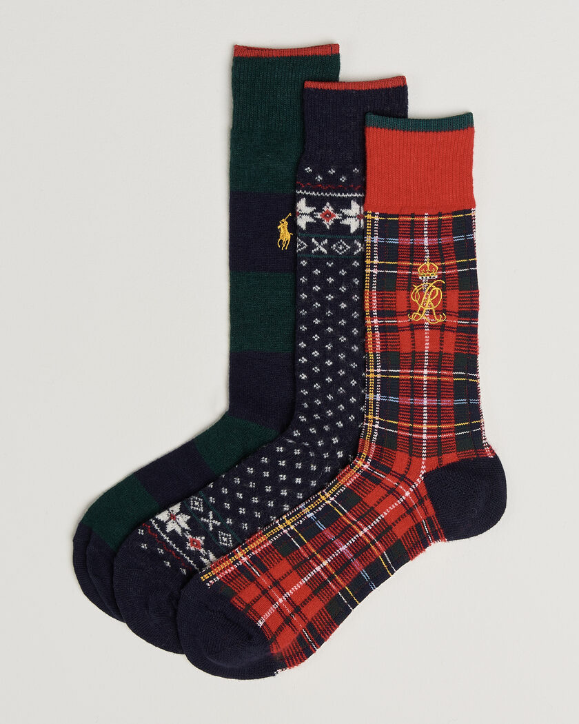 Polo Ralph Lauren 3-Pack Lambswool Sock Hunter Multi – Monivärinen