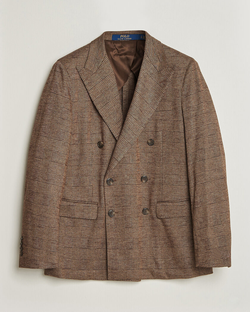 Polo Ralph Lauren Double Breasted Glenplaid Knit Sportcoat Tan/Brown – Ruskea