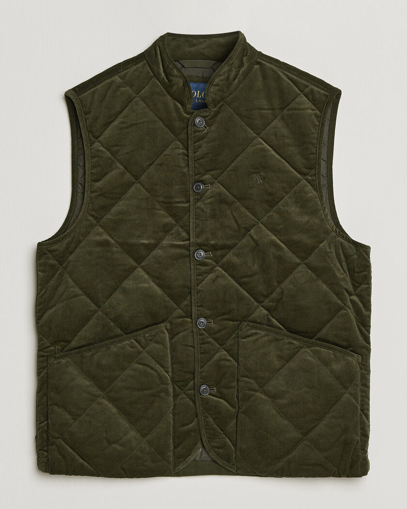 Polo Ralph Lauren Quilted Corduroy Vest Company Olive – Vihreä