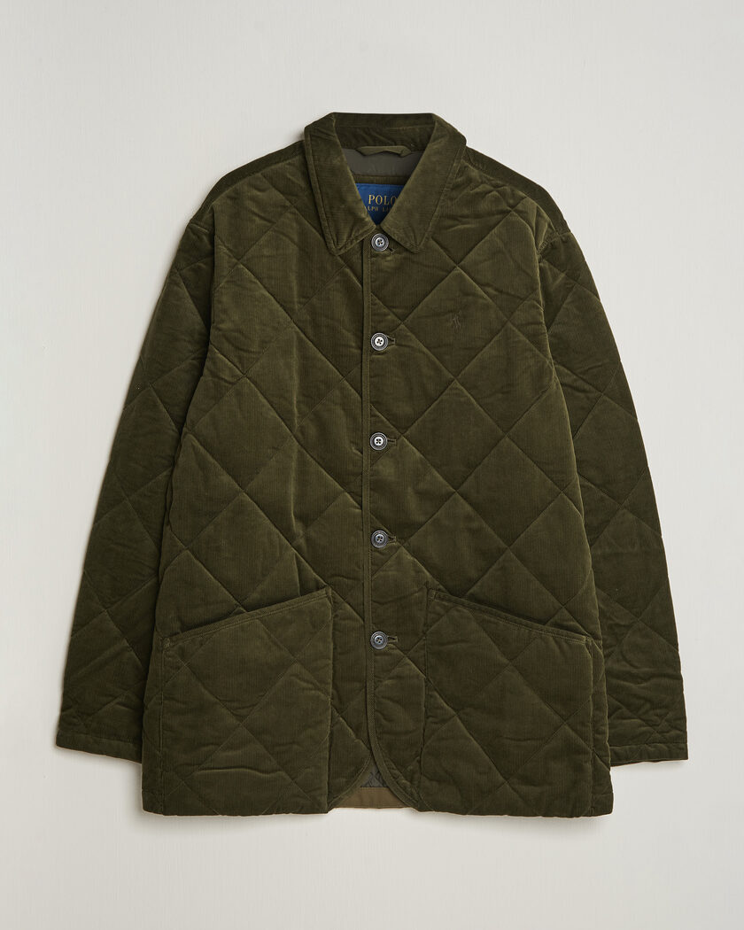 Polo Ralph Lauren Quilted Corduroy Car Coat Company Olive – Vihreä