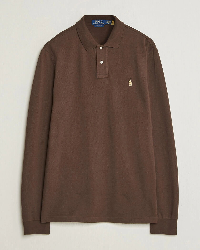 Polo Ralph Lauren Custom Slim Fit Long Sleeve Polo Nutmeg Brown – Ruskea