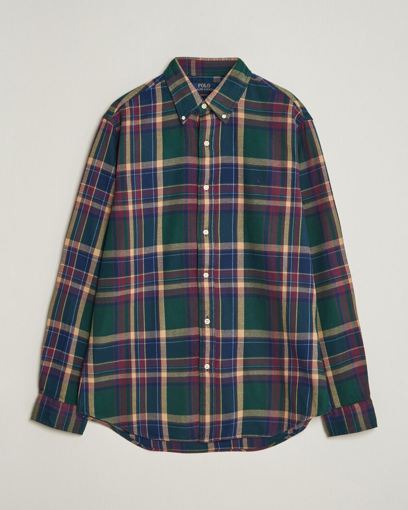 Polo Ralph Lauren Custom Fit Brushed Flannel Shirt Forest Burgundy – Monivärinen