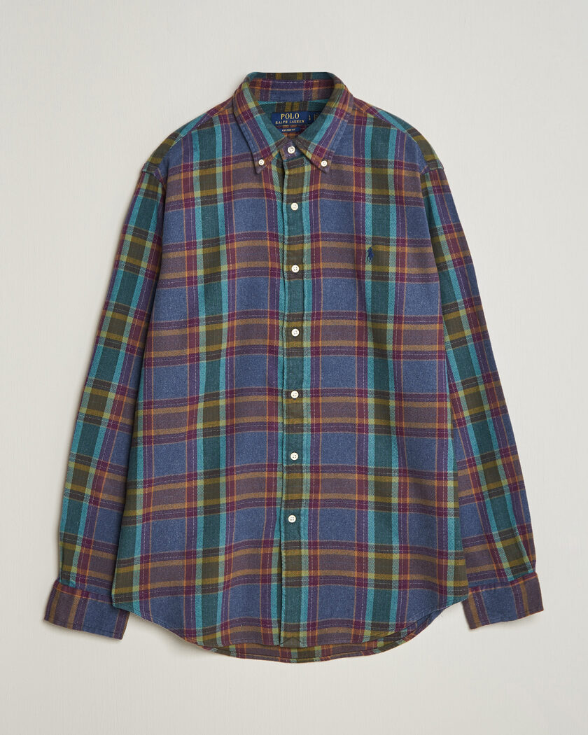 Polo Ralph Lauren Custom Fit Brushed Flannel Shirt Blue Purple Heather – Monivärinen