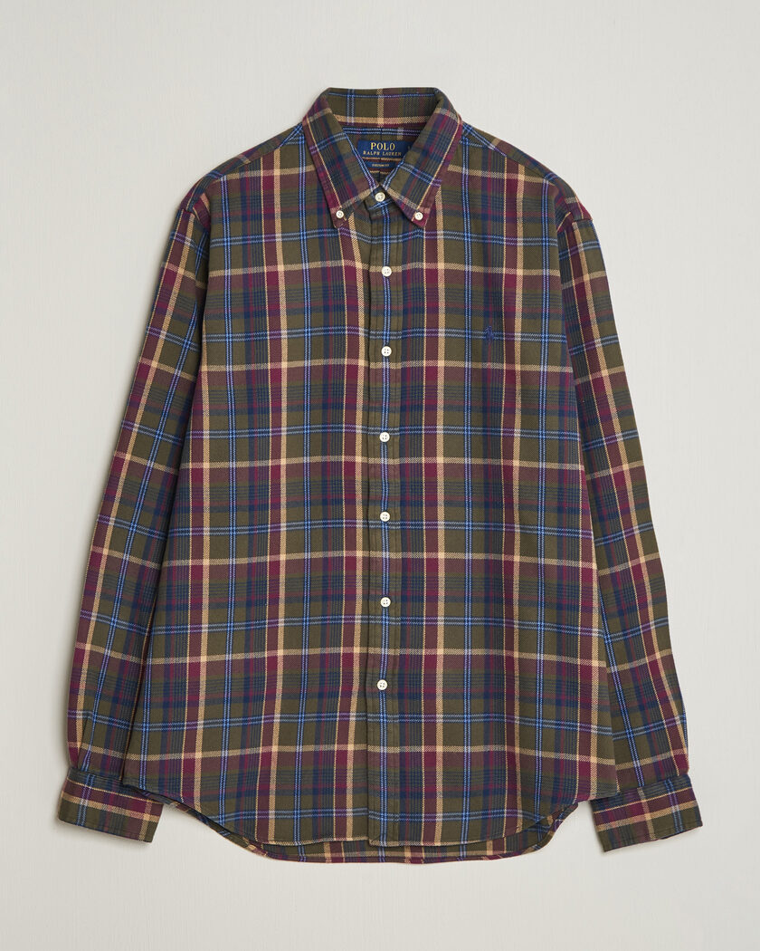 Polo Ralph Lauren Custom Fit Brushed Flannel Shirt Olive Berry – Monivärinen