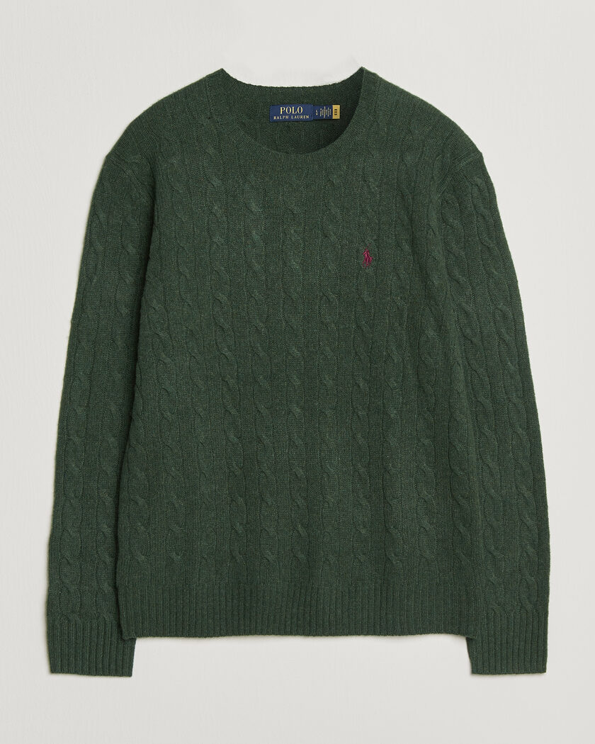 Polo Ralph Lauren Wool/Cashmere Cable Crew Neck Lodgepole Pine Heather – Vihreä