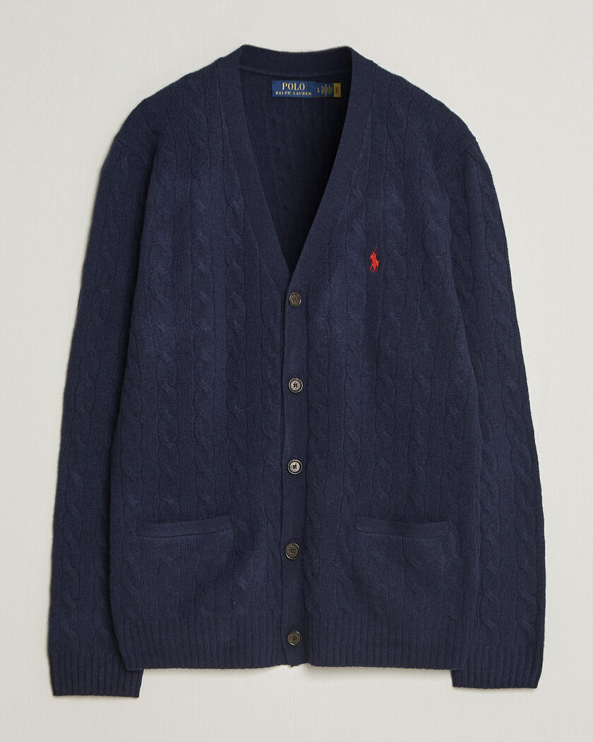 Polo Ralph Lauren Wool/Cashmere Cable Cardigan Hunter Navy – Sininen