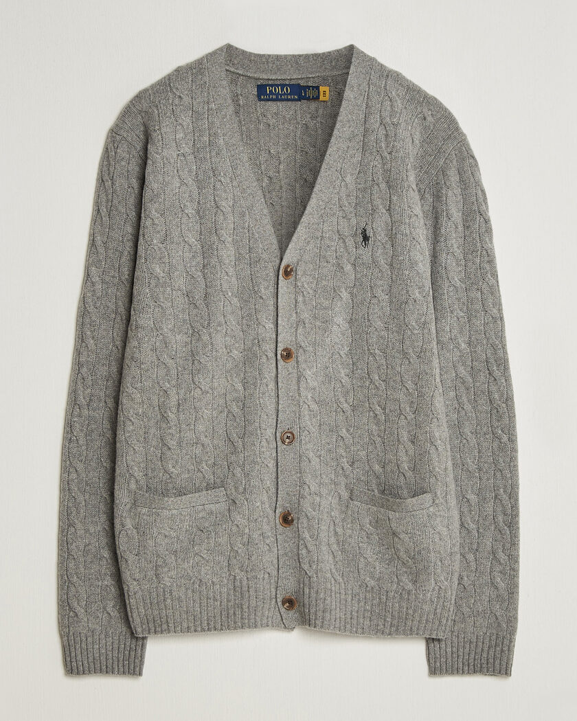 Polo Ralph Lauren Wool/Cashmere Cable Cardigan Fawn Grey Heather – Harmaa