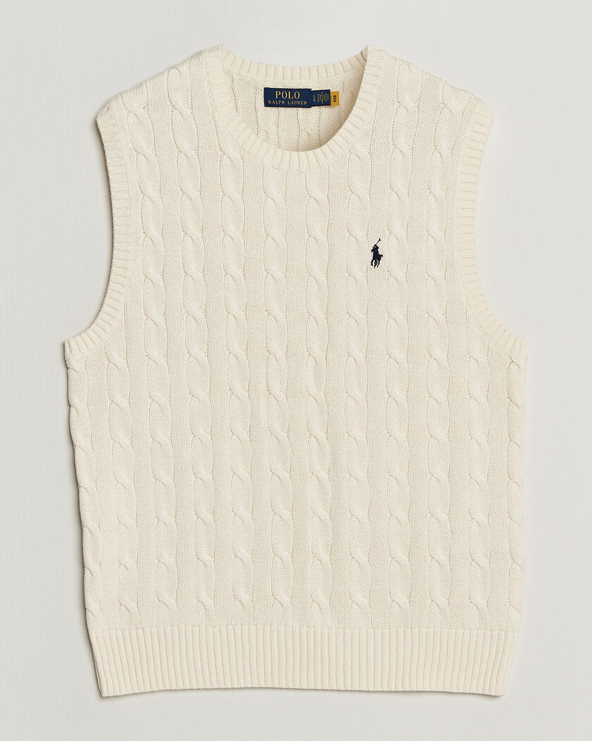Polo Ralph Lauren Cotton Cable Vest Andover Cream – Valkoinen