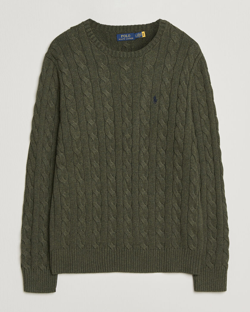 Polo Ralph Lauren Cotton Cable Pullover Olive Shrub Heather – Vihreä