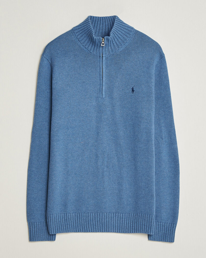 Polo Ralph Lauren Cotton Pullover Half Zip Blue Borage Heather – Sininen