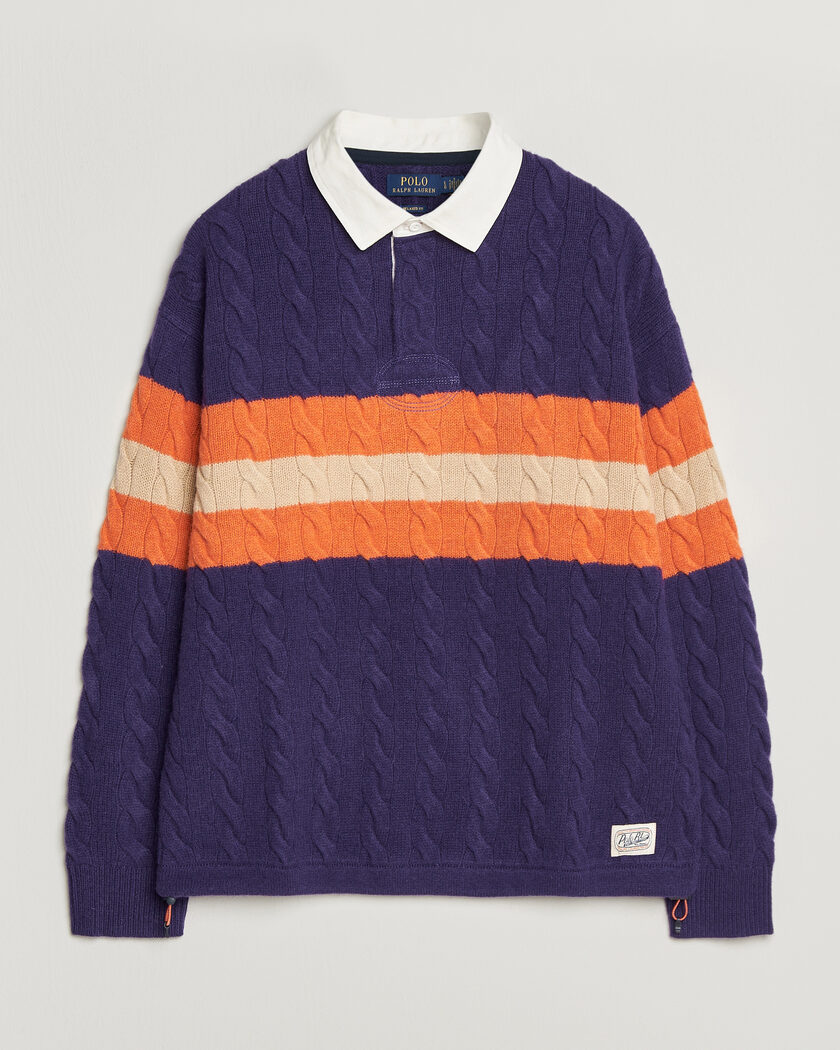 Polo Ralph Lauren Wool Blend Cable Knitted Polo Purple Combo – Liila