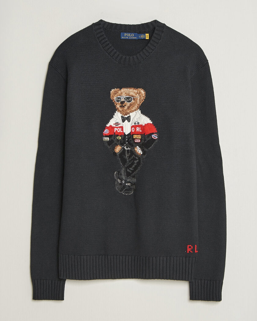 Polo Ralph Lauren Cotton Blend Bear Sweater Polo Black – Musta