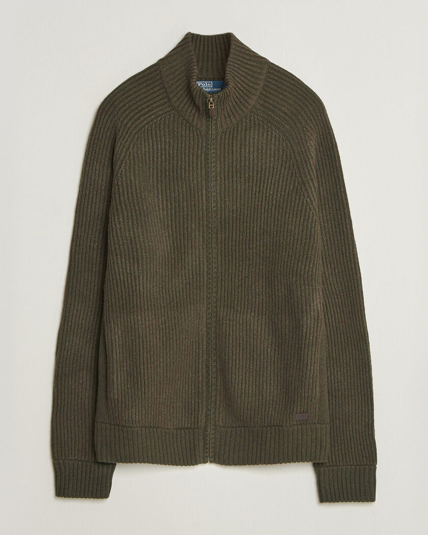 Polo Ralph Lauren Wool/Cashmere Full-Zip Ekanite Olive Heather – Vihreä