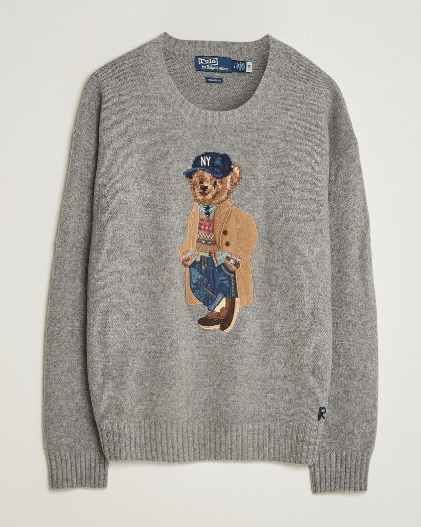 Polo Ralph Lauren Wool Blend Bear Sweater Grey Combo – Harmaa