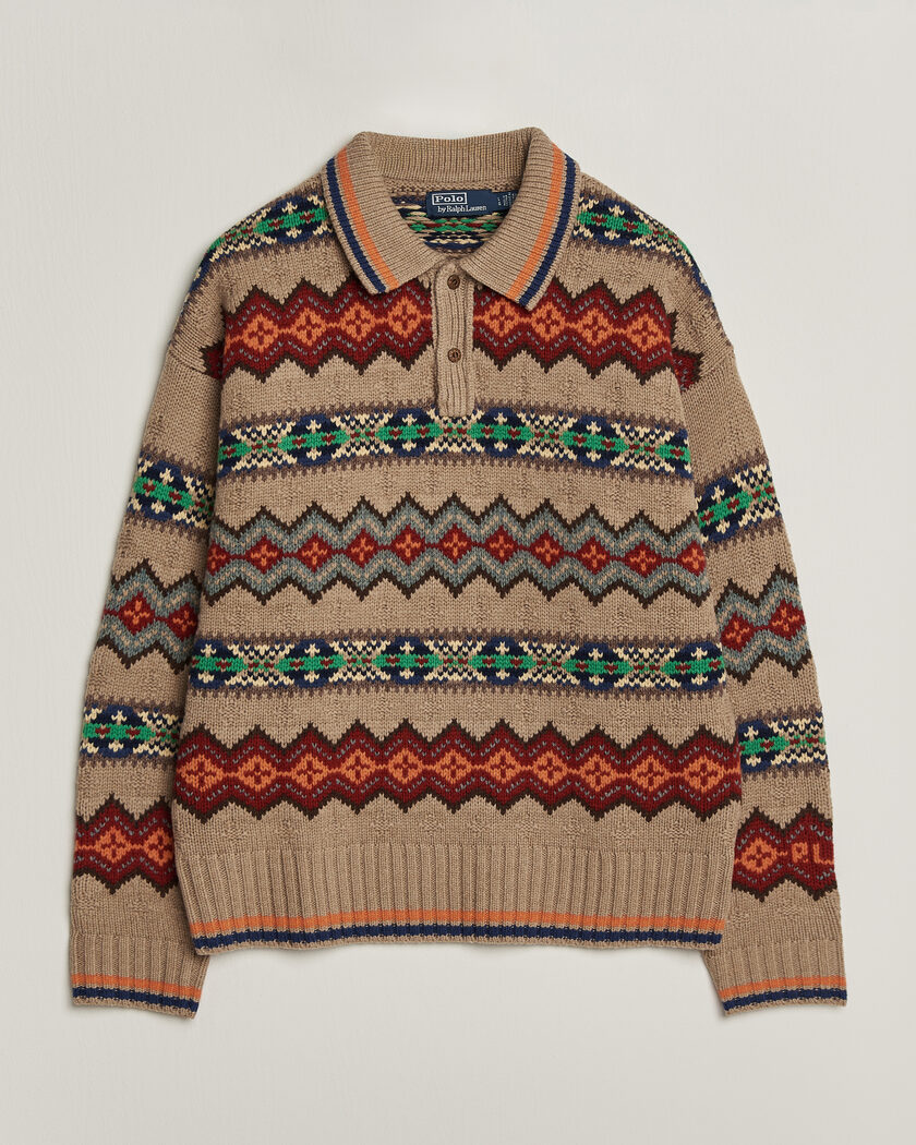 Polo Ralph Lauren Litchfield Wool Blend Sweater Tan Multi – Monivärinen