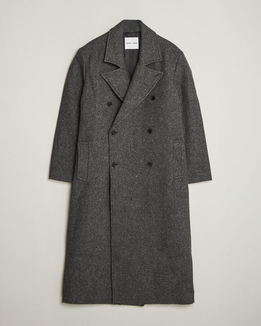 Samsøe Samsøe Vince Wool Double Breasted Coat Dark Grey Melange – Harmaa