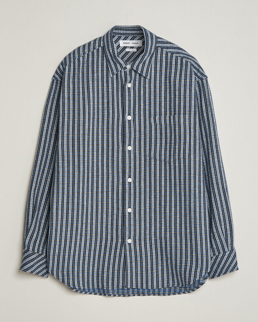 Samsøe Samsøe Luan Brushed Cotton Checked Shirt Cyaneus – Sininen