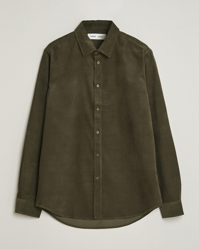 Samsøe Samsøe Liam Baby Cord Shirt Forest Night – Vihreä