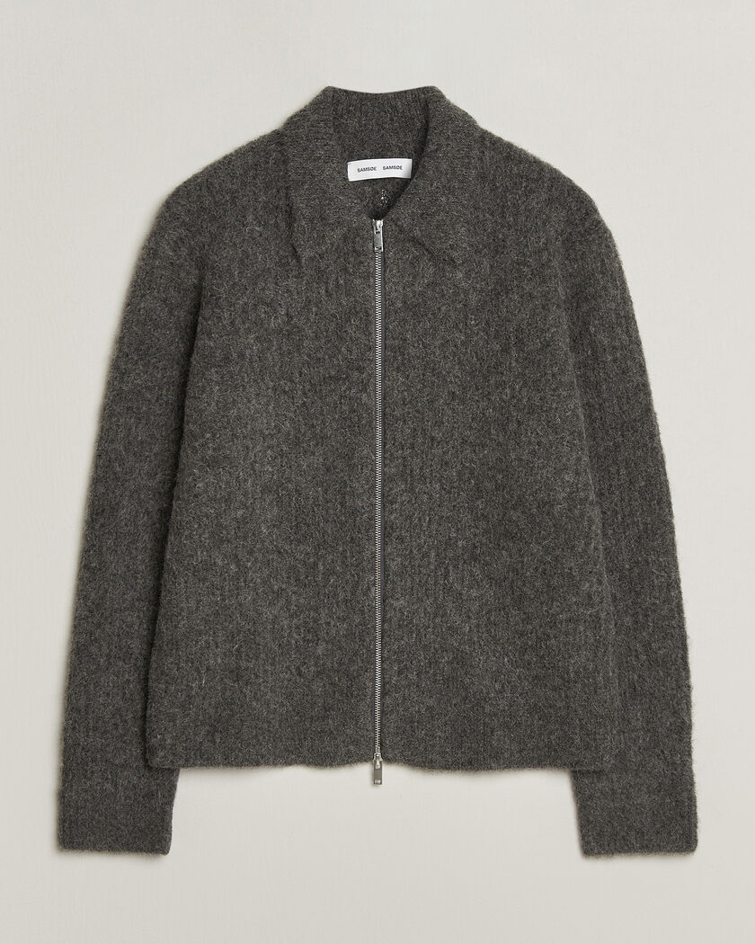 Samsøe Samsøe Job Alpaca Knitted Full Zip Dark Grey Melange – Harmaa