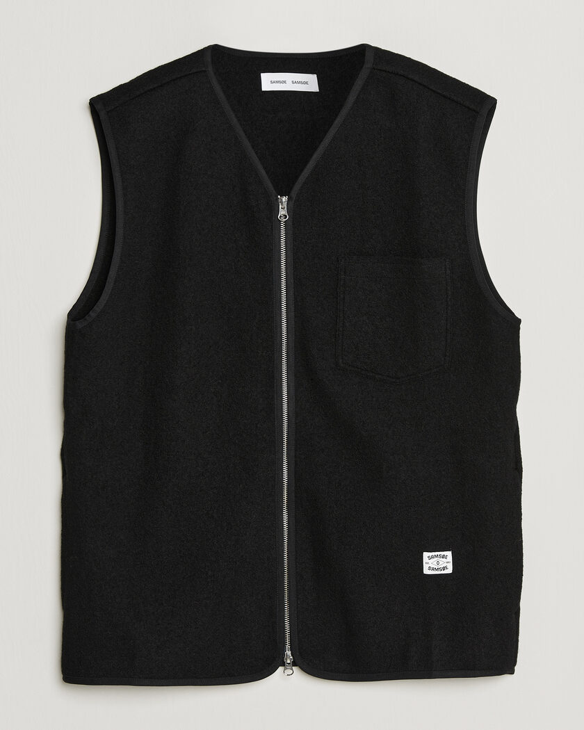 Samsøe Samsøe Hannes Boiled Wool Vest Black – Musta