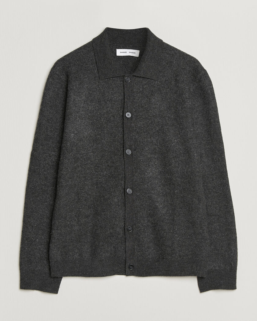 Samsøe Samsøe Richard Wool Knitted Cardigan Dark Grey Melange – Harmaa
