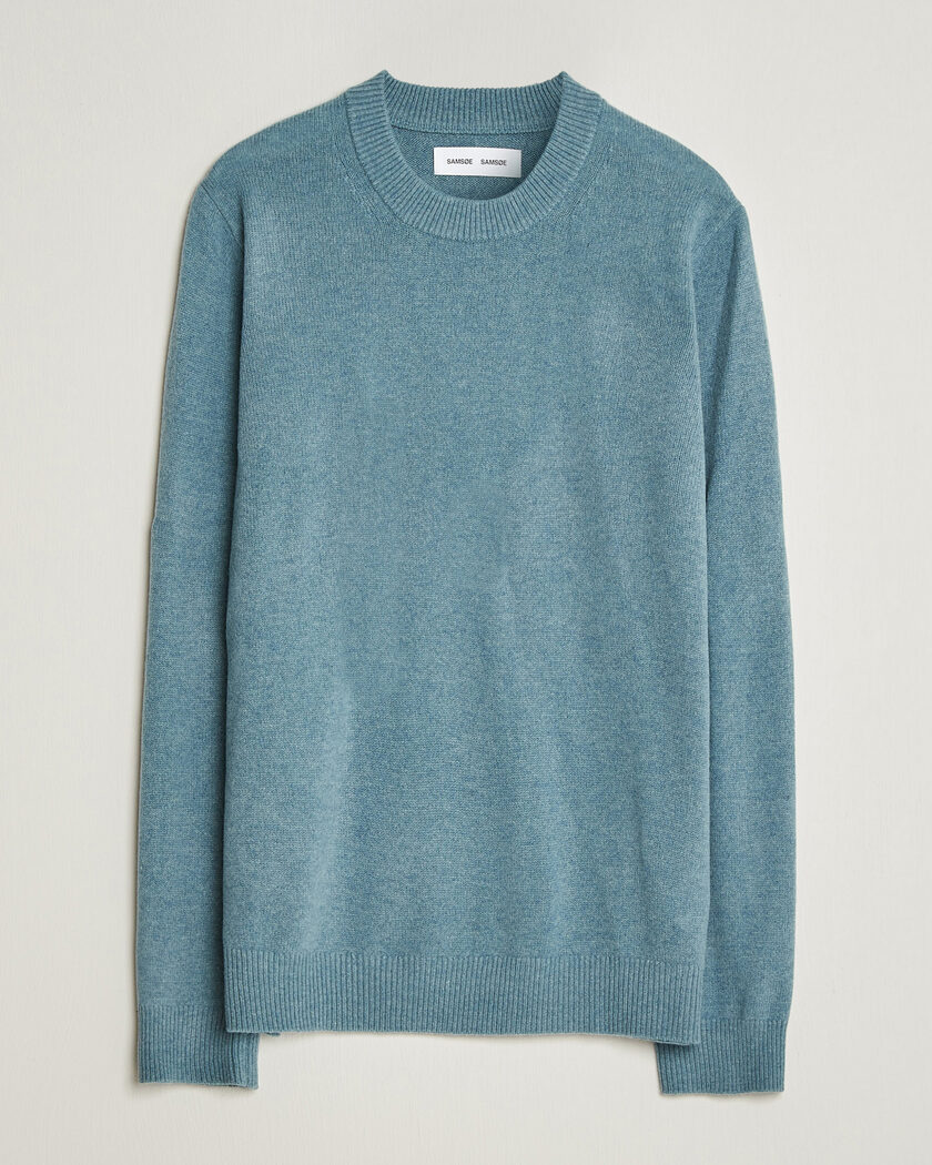 Samsøe Samsøe Isak Knitted Crew Neck Stormy Sea – Sininen