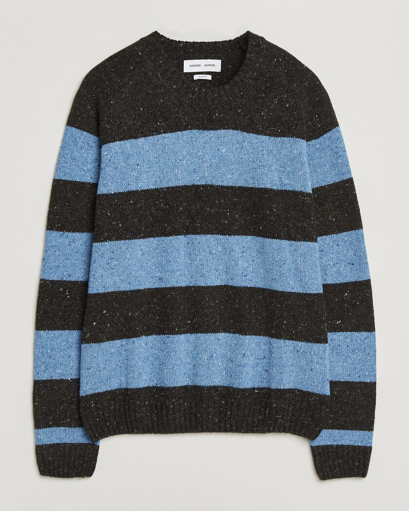 Samsøe Samsøe Nate Donegal Wool Knitted Striped Sweater Brown/Blue – Monivärinen