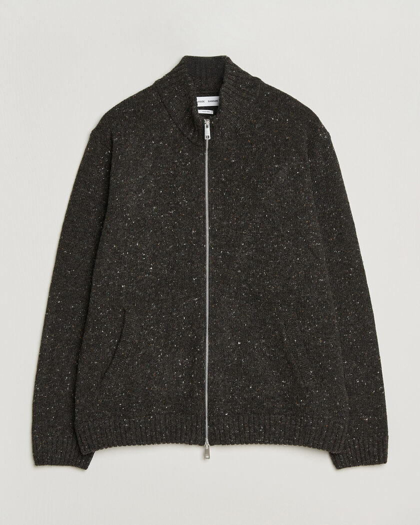 Samsøe Samsøe Nate Donegal Wool Knitted Full Zip Delicioso – Ruskea
