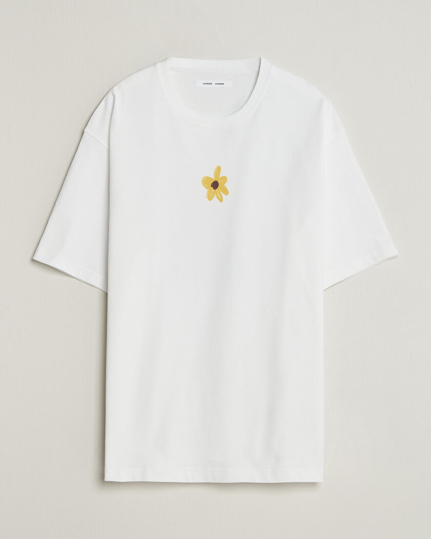 Samsøe Samsøe Giles Printed Crew Neck T-Shirt White Flowers – Valkoinen