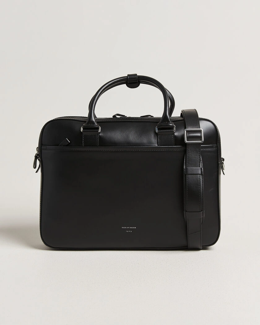 Tiger of Sweden Burin Smooth Leather Briefcase Black – Musta