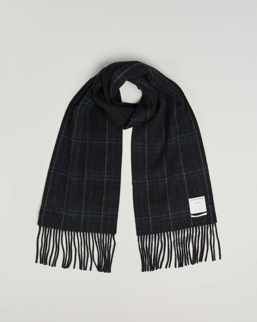 Tiger of Sweden Dupli Checked Wool Scarf Light Ink – Sininen