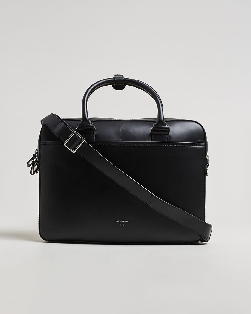 Tiger of Sweden Bosun Smooth Leather Briefcase Black – Musta