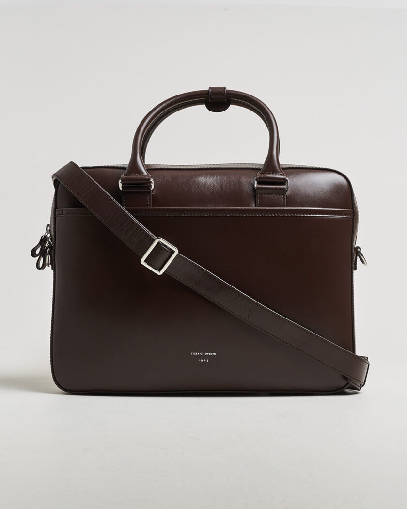 Tiger of Sweden Bosun Smooth Leather Briefcase Dark Brown – Ruskea