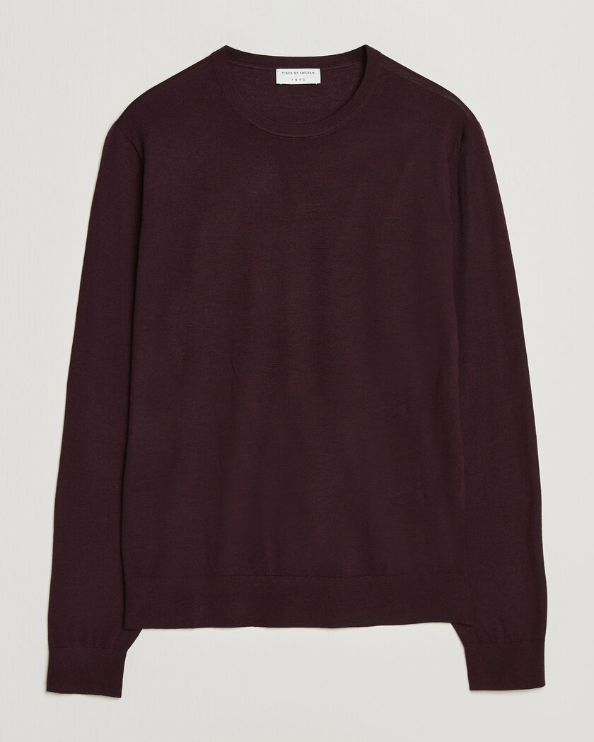 Tiger of Sweden Connor Extra Fine Merino Crew Neck Pullover Aubergine – Liila