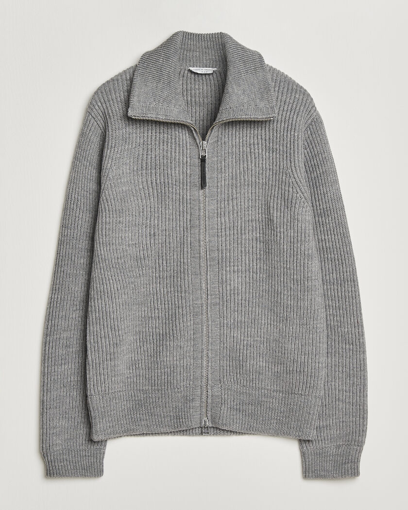 Tiger of Sweden Niall Wool Heavy Knitted Full Zip Grey Melange – Harmaa