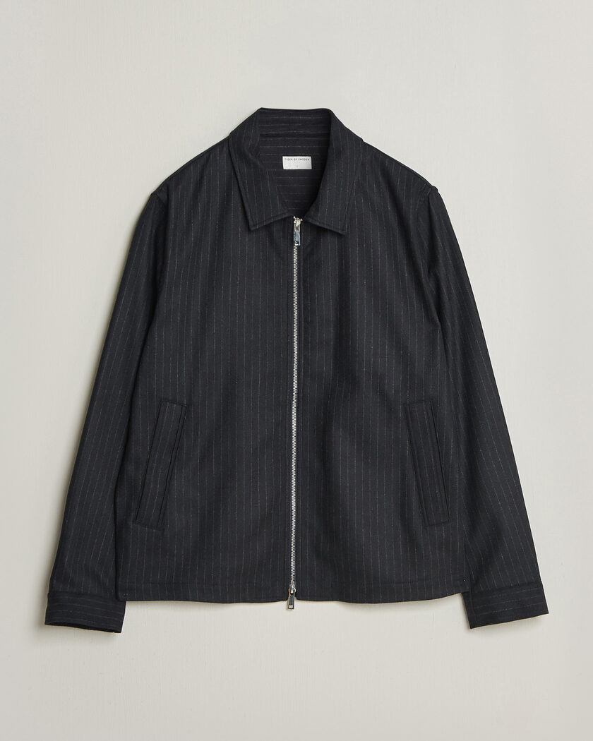 Tiger of Sweden Barnaby Wool Pinstriped Shirt Jacket Blue Function – Sininen