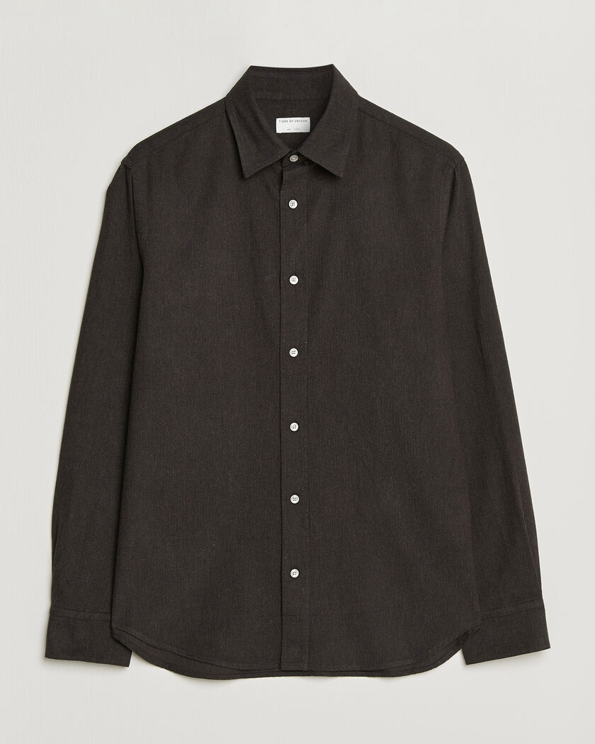 Tiger of Sweden Bjorn Brushed Cotton Shirt Espresso – Ruskea