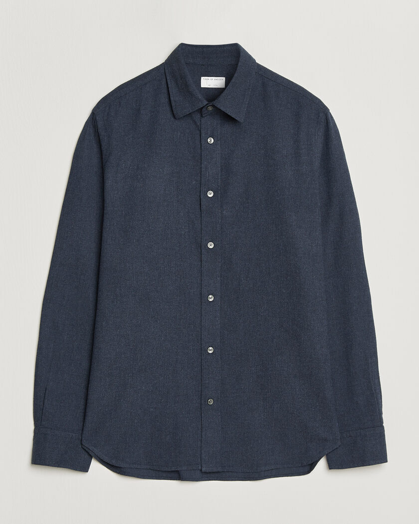 Tiger of Sweden Bjorn Brushed Cotton Shirt Steel Blue – Sininen