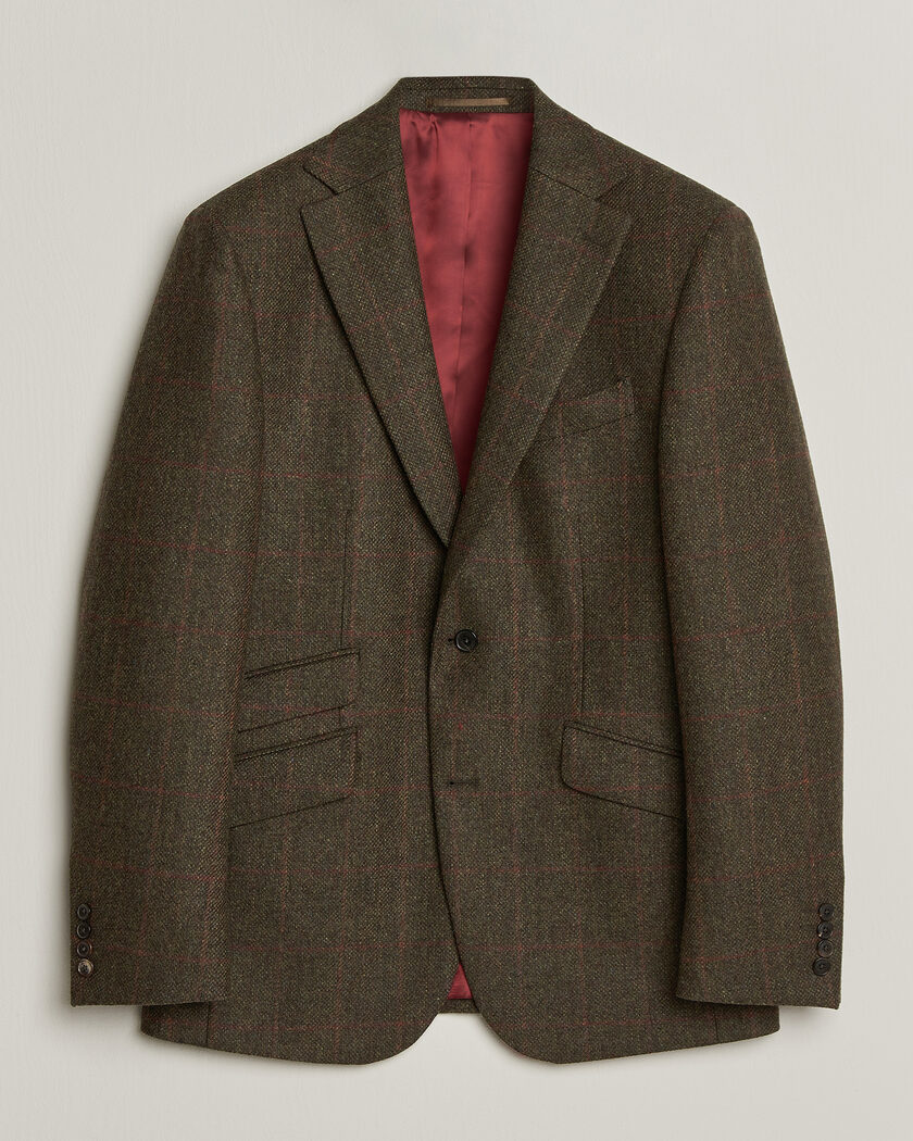 Walker Slater Edward Lambswool Windowpane Blazer Green – Vihreä
