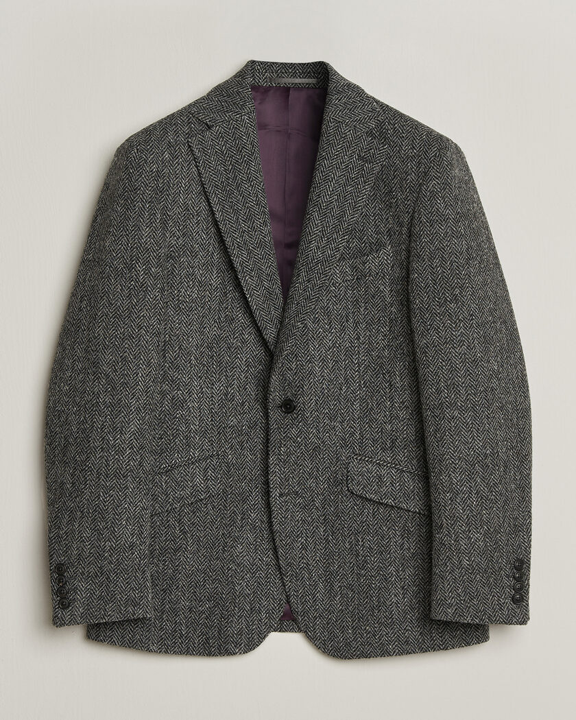 Walker Slater Edward Harris Tweed Herringbone Blazer Charcoal – Harmaa
