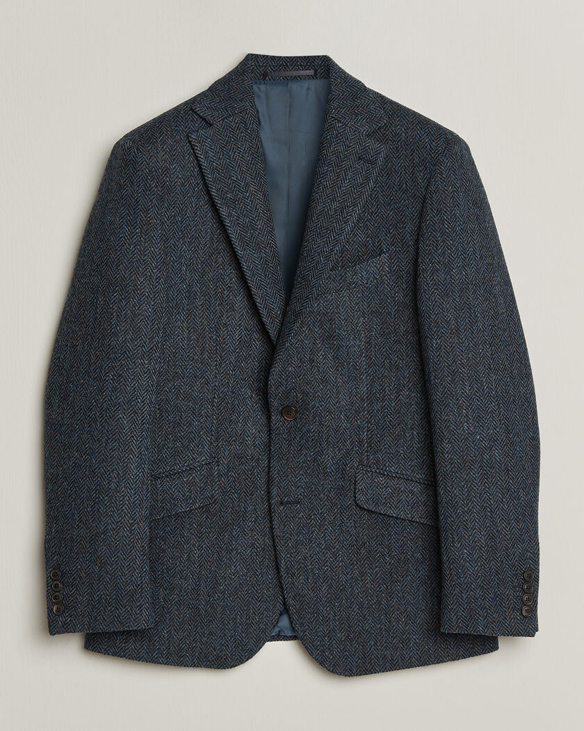 Walker Slater Edward Harris Tweed Herringbone Blazer Navy – Sininen
